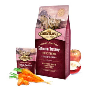 CARNILOVE CAT KITTEN SALMON TURKEY bezgraudu sausā barība kaķēniem Lasis, tītars 2kg
